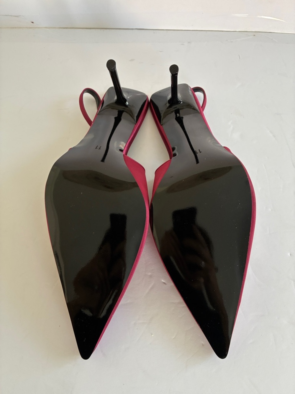 Women's Red Satin Slingback Pointed-Toe Pump Stiletto Heel Shoes Size 11 NEW - Picture 7 of 9
